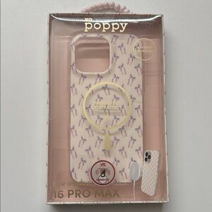 iPhone 16 Pro Max Case - Cream and Purple bows